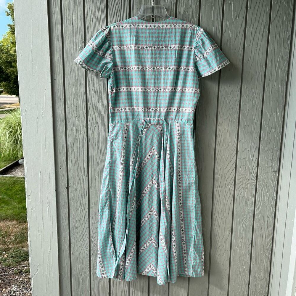 True Vintage Wayne Maid 1950s Gingham Shirtwaist Dress – Pink & Turquoise, M/L - Picture 3 of 14